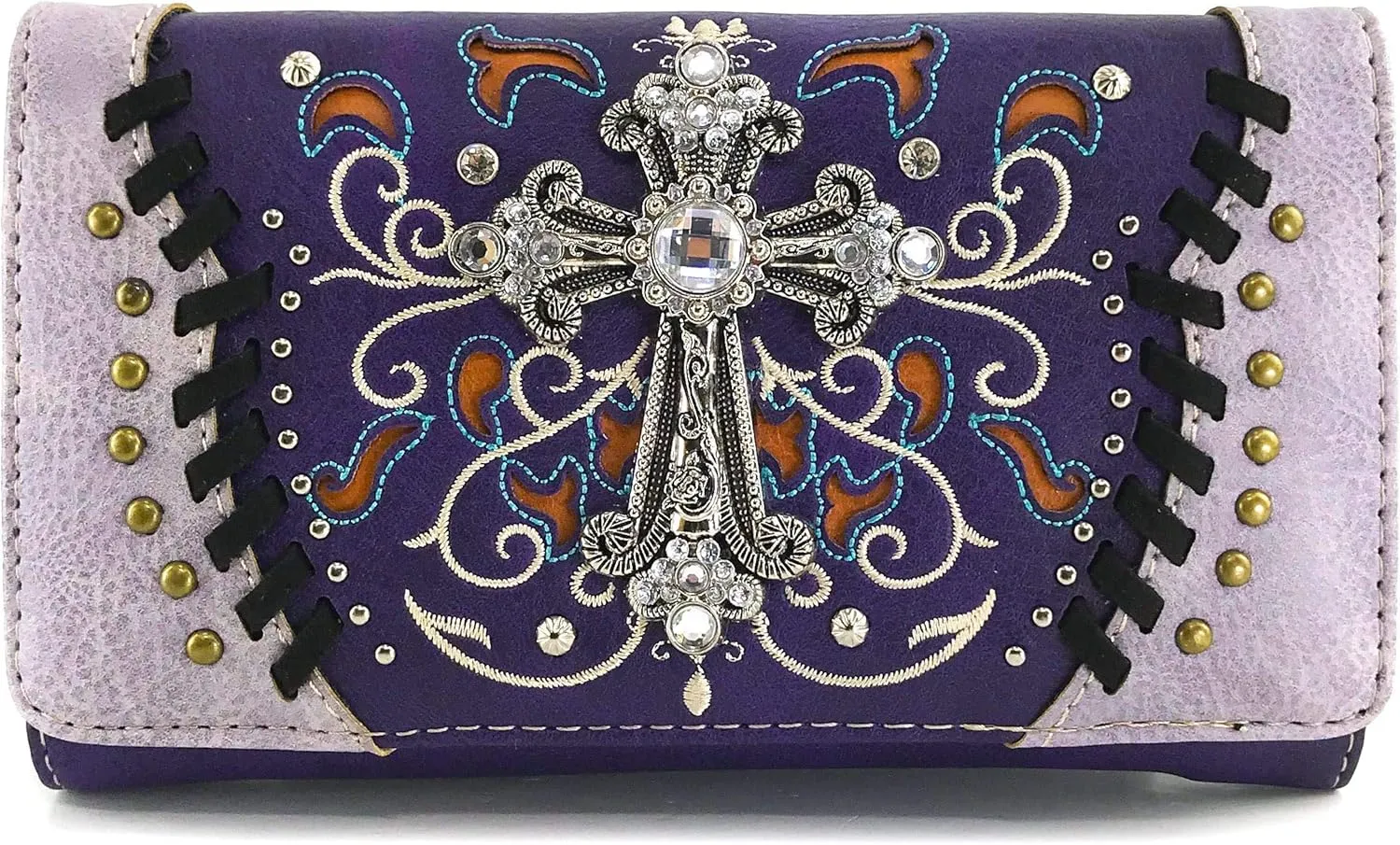 Zelris Spring Bloom Western Cross Women Crossbody Wrist Trifold Wallet