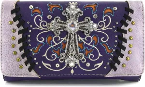 Zelris Spring Bloom Western Cross Women Crossbody Wrist Trifold Wallet
