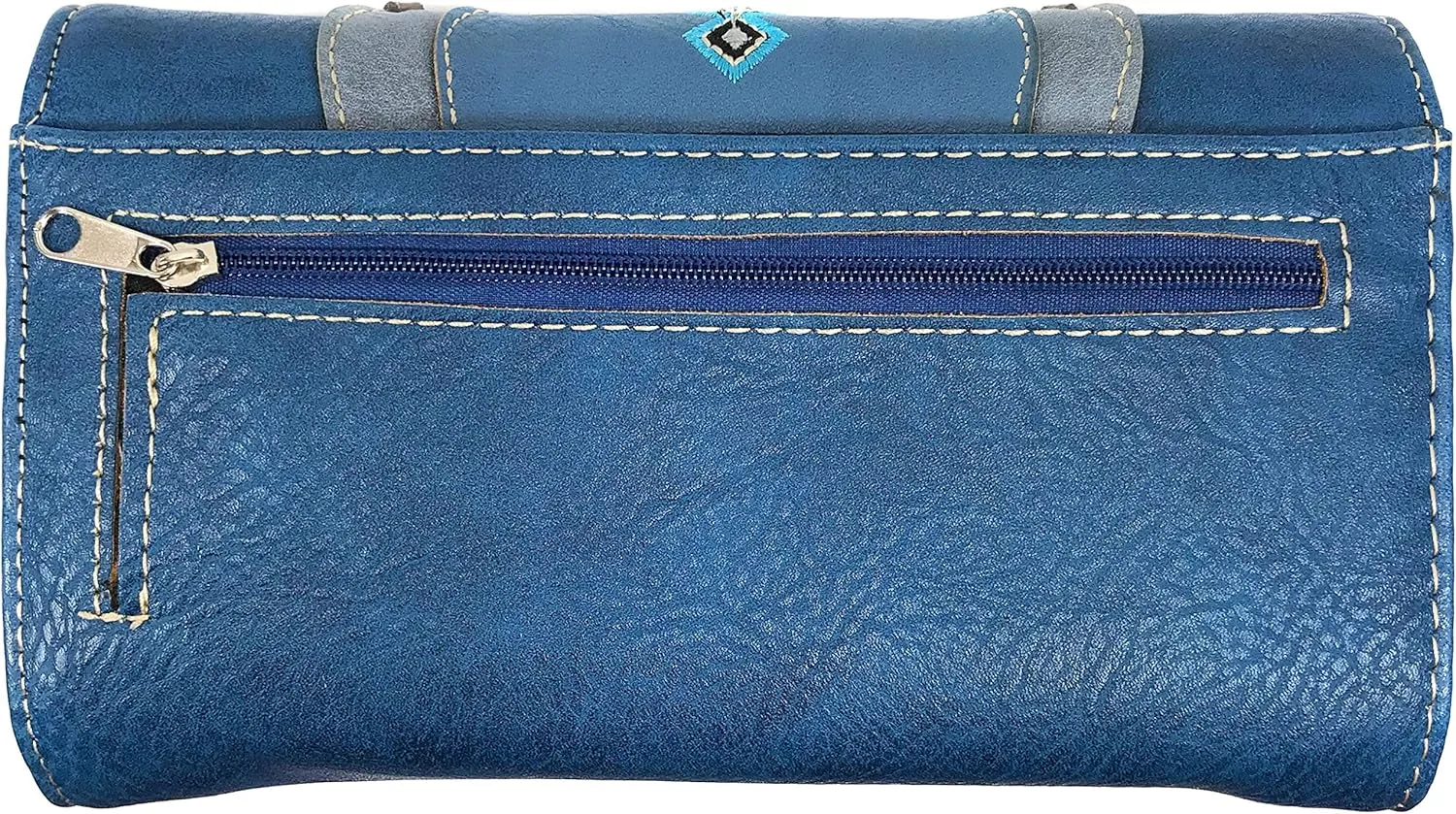 Zelris Turquoise Concho Peacock Feather Women Crossbody Wrist Trifold Wallet