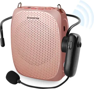 ZOWEETEK Wireless Voice Amplifier for Teachers with 2 Microphone, Original Voice Amplifier Wireless Microphone, Portable Speaker megaphone for Classroom, Training, Meeting, Instructors, Coaches, Games