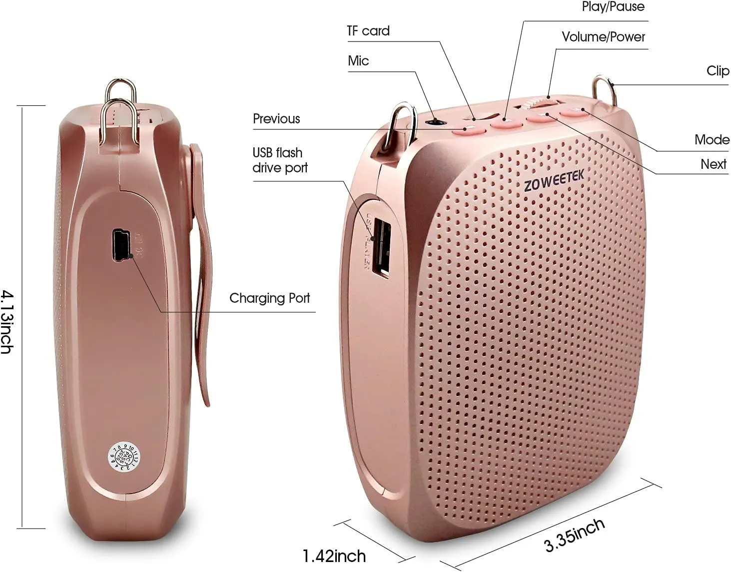 ZOWEETEK Wireless Voice Amplifier for Teachers with 2 Microphone, Original Voice Amplifier Wireless Microphone, Portable Speaker megaphone for Classroom, Training, Meeting, Instructors, Coaches, Games