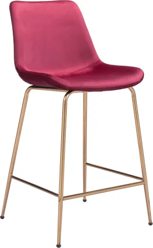 Zuo Tony Counter Stool Red & Gold